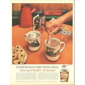 1961 Nestle's Sweet Milk Hot Cocoa Mix Vintage Print Ad Model Railroad Train Car